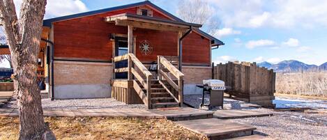 Walkway, outdoor gas grill, porch and entrance