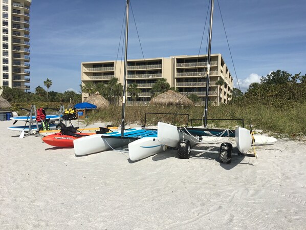 Free use of kayaks sail boat 