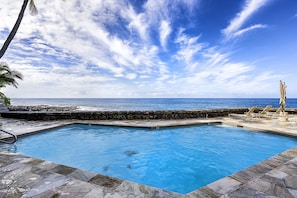 Enjoy the private, quiet, heated saltwater pool that is right on the ocean!