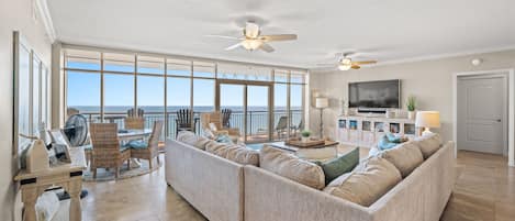 Enjoy the captivating ocean view from inside your own living room.