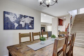 Large dining room table to gather around.
