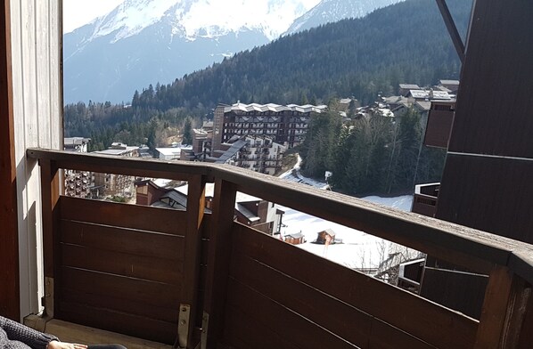 View to the village and nursery slopes from the balcony