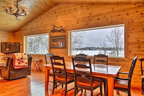 Dining Area | Dishes & Flatware Provided | Open Floor Plan | Lake Views