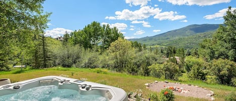 You will love the view from the beautiful private hot tub.