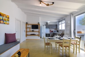 Living area of the cottage next to the beach, Rethymno, Crete