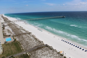 Magnificent view of the white, sandy beach. Hope you will come and stay.