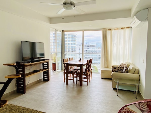 Family room seen from kitchen