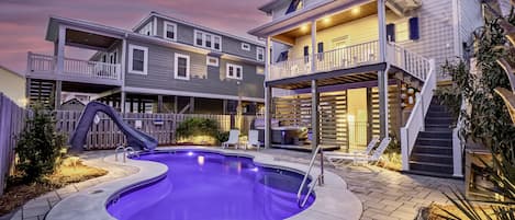 Backyard, pool, hot tub, grill & slide