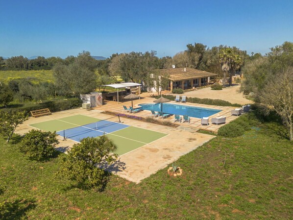 Piscine, Lot Terre, Recours, Biens, Aménagement Paysager, Conception, Parc, Hacienda, Vue Du Ciel