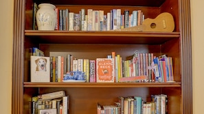 Book-lined library shelves