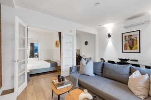 Living Room: Features 1 sofa beds and a Smart HD TV. Log in to your favorite streaming services like Netflix, Disney+, and Prime.