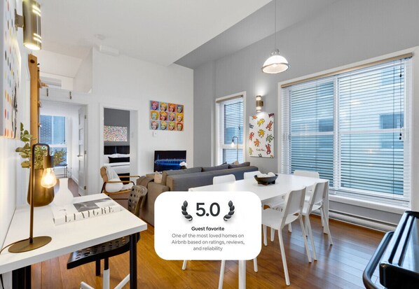 Living Room: Features 1 sofa beds and a Smart HD TV. Log in to your favorite streaming services like Netflix, Disney+, and Prime.