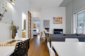 Living Room: Features 1 sofa beds and a Smart HD TV. Log in to your favorite streaming services like Netflix, Disney+, and Prime.