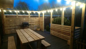 Private decking in evening