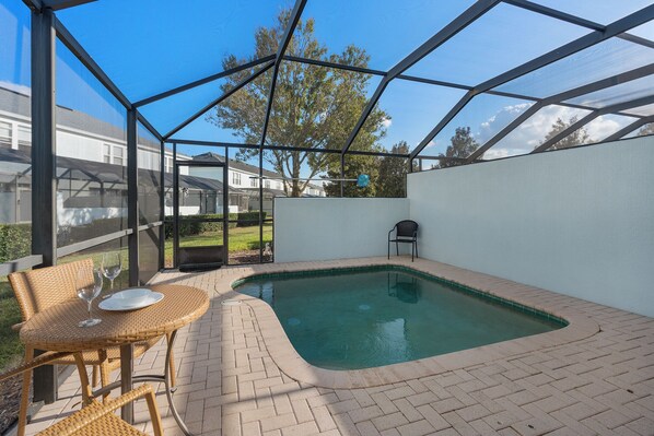 Private pool that is heated during the winter months for guests