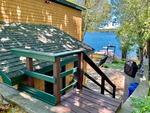 Steps down to the back deck and yard area.