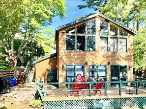 Oceanside of the house, with lots of windows and a large deck!