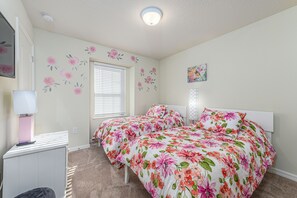 Outstanding 2 twin size beds with flat screen TV