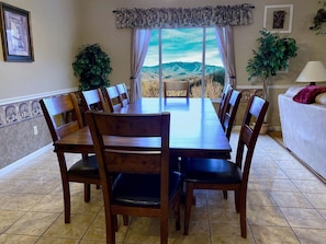 Dining area with mountain view