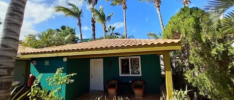 Cabana #7 under palm trees and pool view