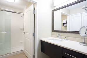 Get ready for your day in the bathroom.