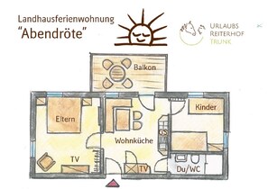 Ferienwohnung Abendröte für 1-4 Personen mit Balkon