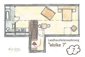 Ferienwohnung Wolke 7 für 1-2 Personen im Dachspitz mit wundervollem Blick über das Taubertal