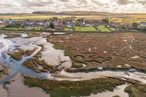 Marsh Tide, Brancaster Staithe: Brancaster Staithe from above