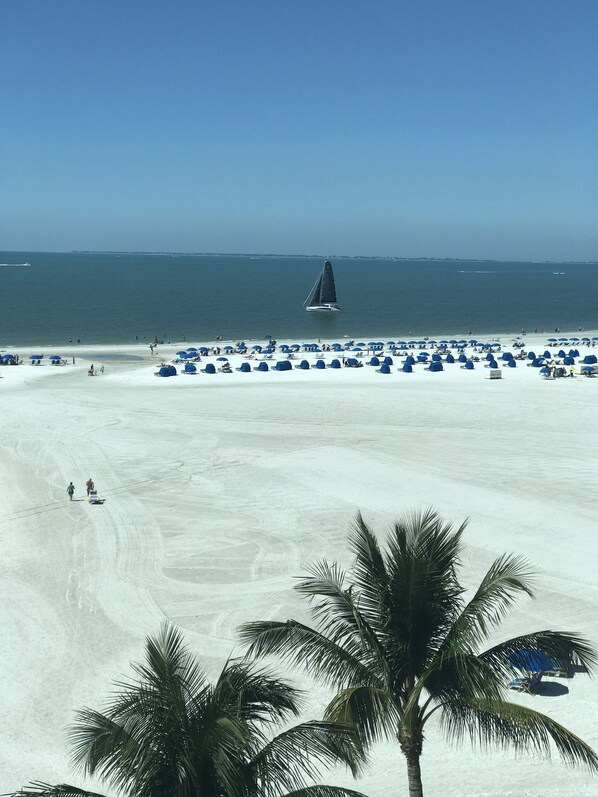 view of the beach from living room-look across to Sanibel!