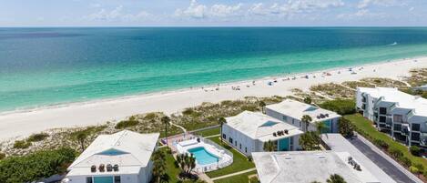 Aerial view of the community, Right on the beach!