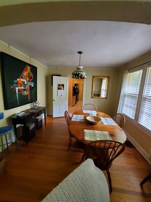 From the Living Room you walk into the Dining room.