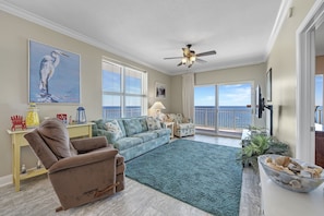 Enjoy the fantastic views from the comfort of the spacious Living Area with a Queen Size Sleeper Sofa