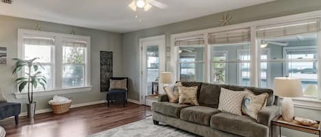 Looking from dining area into living area