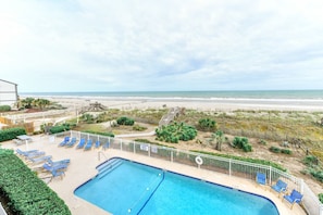 Gorgeous view from the balcony of the pool and beach!