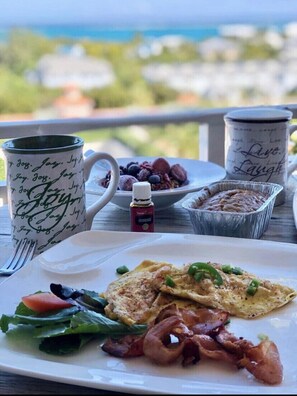 Breakfast or dinner with this view from your private balcony? Amazing