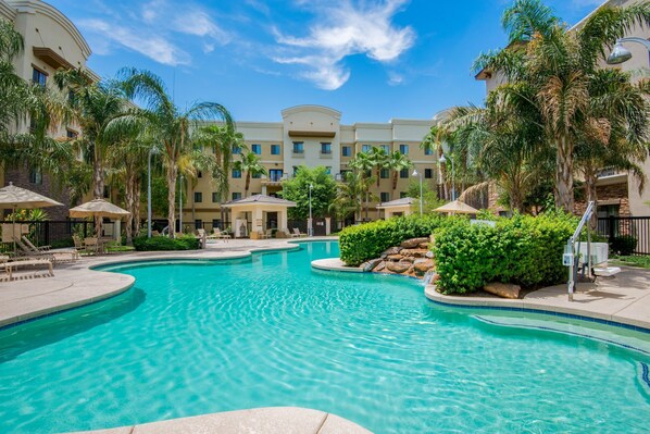 Take a dip in the outdoor pool.