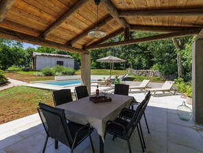 Möbel, Holz, Gartenmöbel, Stuhl, Tabelle, Schatten, Tisch Im Freien, Outdoor Struktur, Resort, Garten