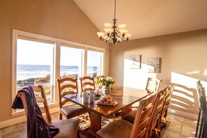Enjoy the ocean views while gathering around the dinner table.