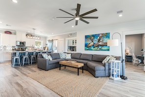 Large living area with comfortable seating