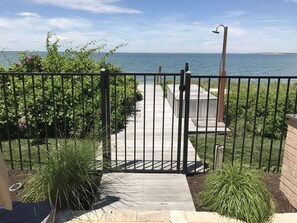 Steps away to private beach and Peconic Bay