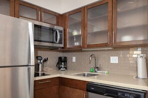Prepare a small meal in your kitchenette.