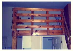 Mezzanine area with king bed.