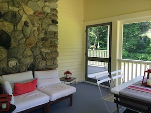 Relax on the screened-in porch