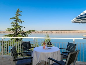 Sky, Water, Table, Furniture, Plant, Chair, Blue, Nature, Outdoor Furniture, Tableware