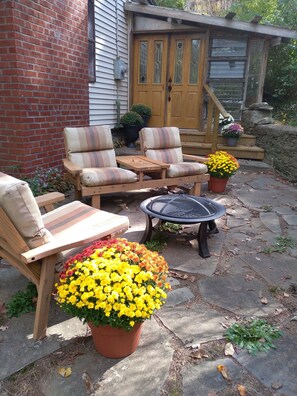 Back patio with firepit