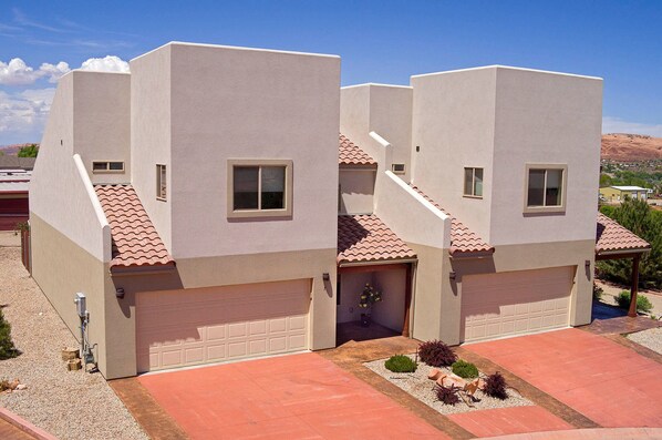 Front of home. Unit is on the left.