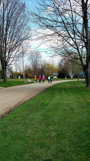 Small access road for residents is mostly pedestrian.