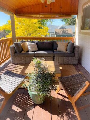 Enjoy time outside on our inviting covered deck. 