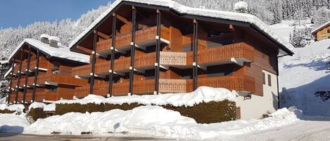 Vue du chalet (l'appartement est au dernier étage sur la gauche)