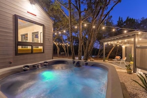 Hot tub and twinkle lights